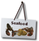 Seafood for sale sign